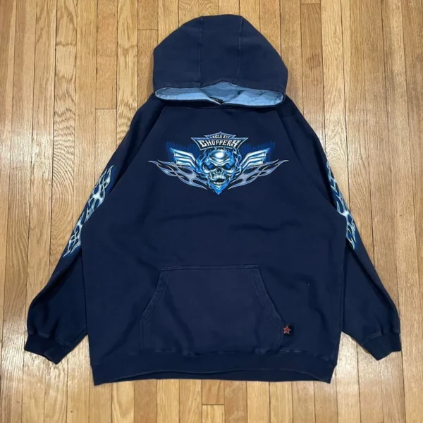 JNCO Men's Navy and Blue Hoodie