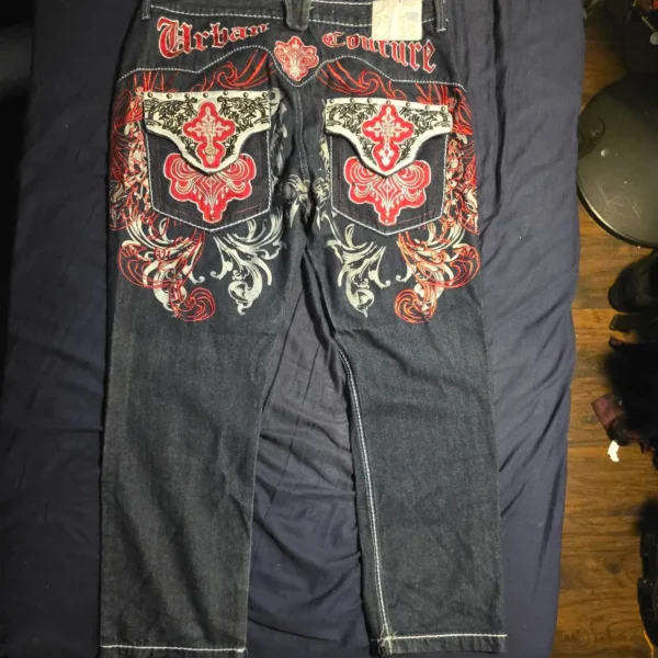 Red embroidered Jungle 8ight Jnco Jeans