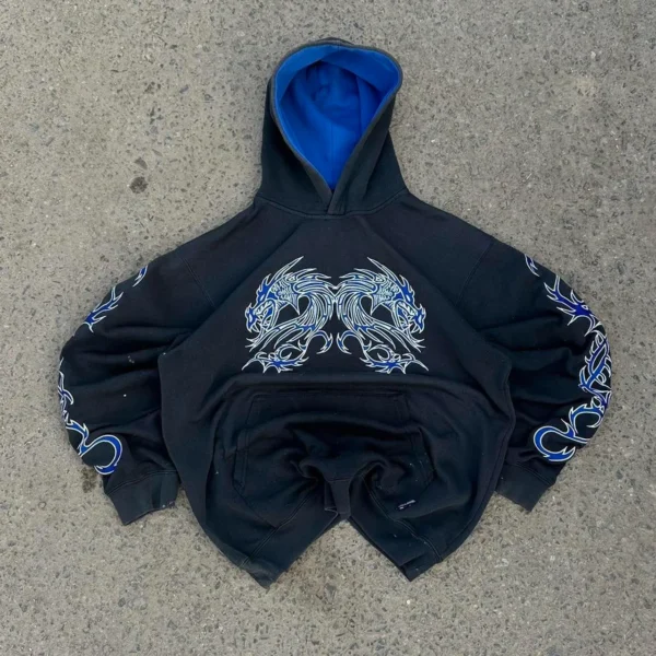 JNCO Black and Navy Blue Hoodie