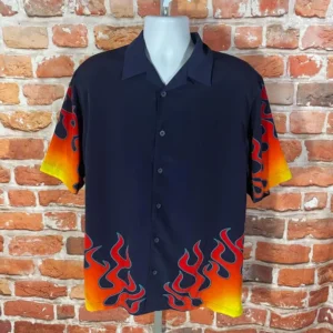 vintage Jnco Jeans flames button down shirt