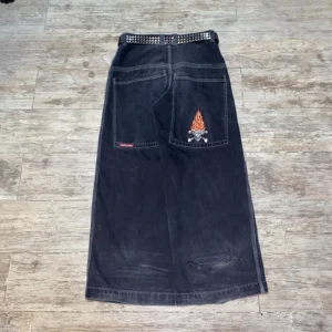 JNCO CROSSBONES Black Wide Leg Jeans