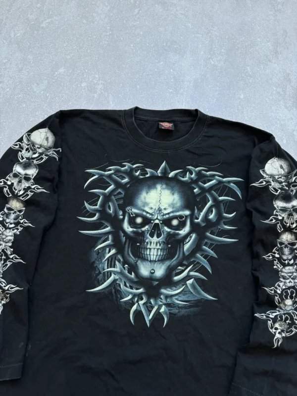 Vintage Y2K Jnco Style Skull Black Shirt